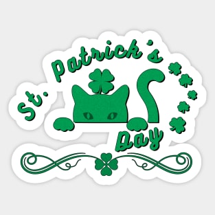 st patrick day cat green clover Sticker